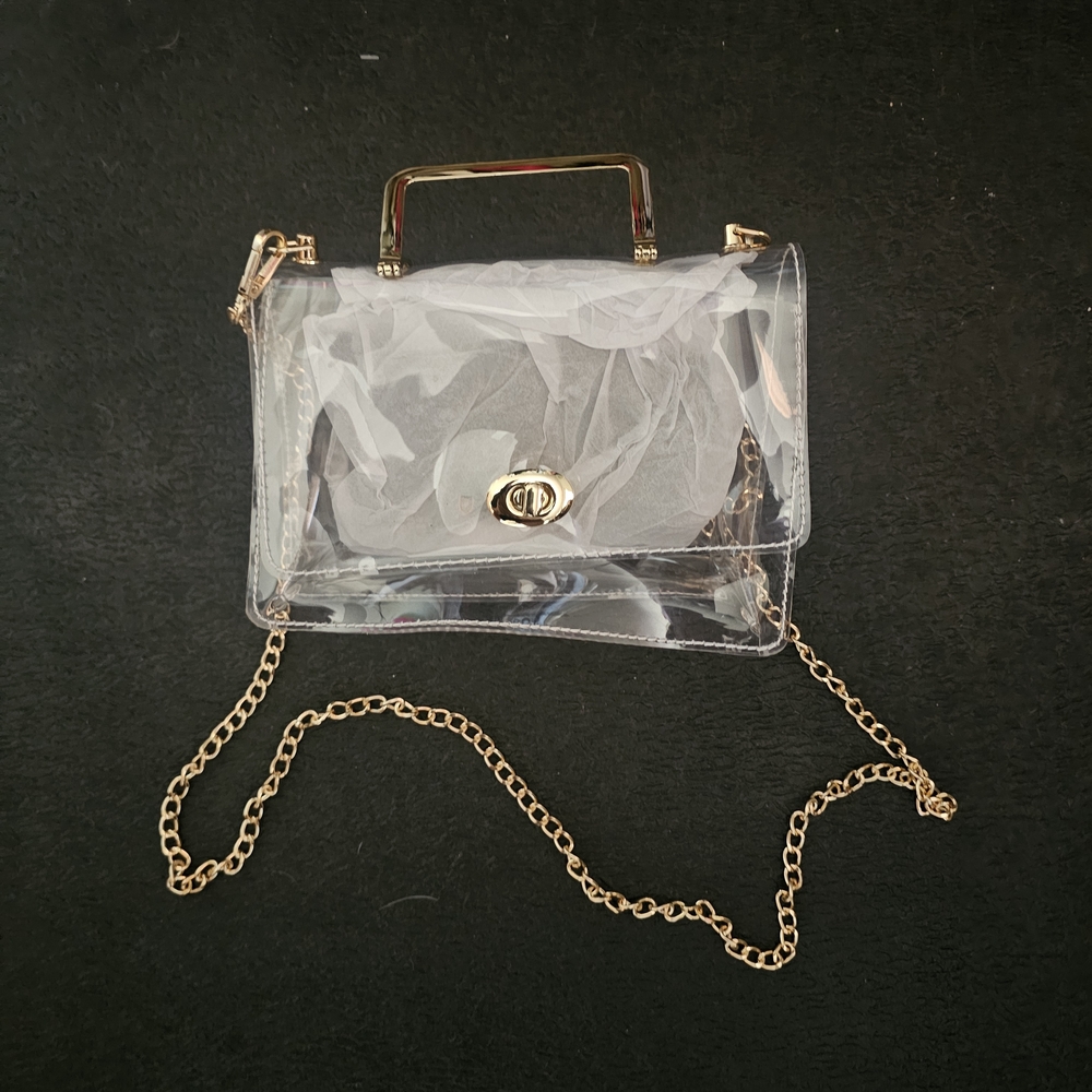 Chic Transparent Crossbody Bag with Gold Chain